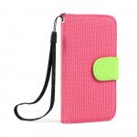 Wholesale iPhone 4S / 4 Anti-Slip Flip Leather Wallet Case with Stand (Pink-Green)